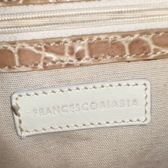 Francesco Biasia Beige Leather Animal Embossed Shoulder Bag Like New - Picture 3 of 9